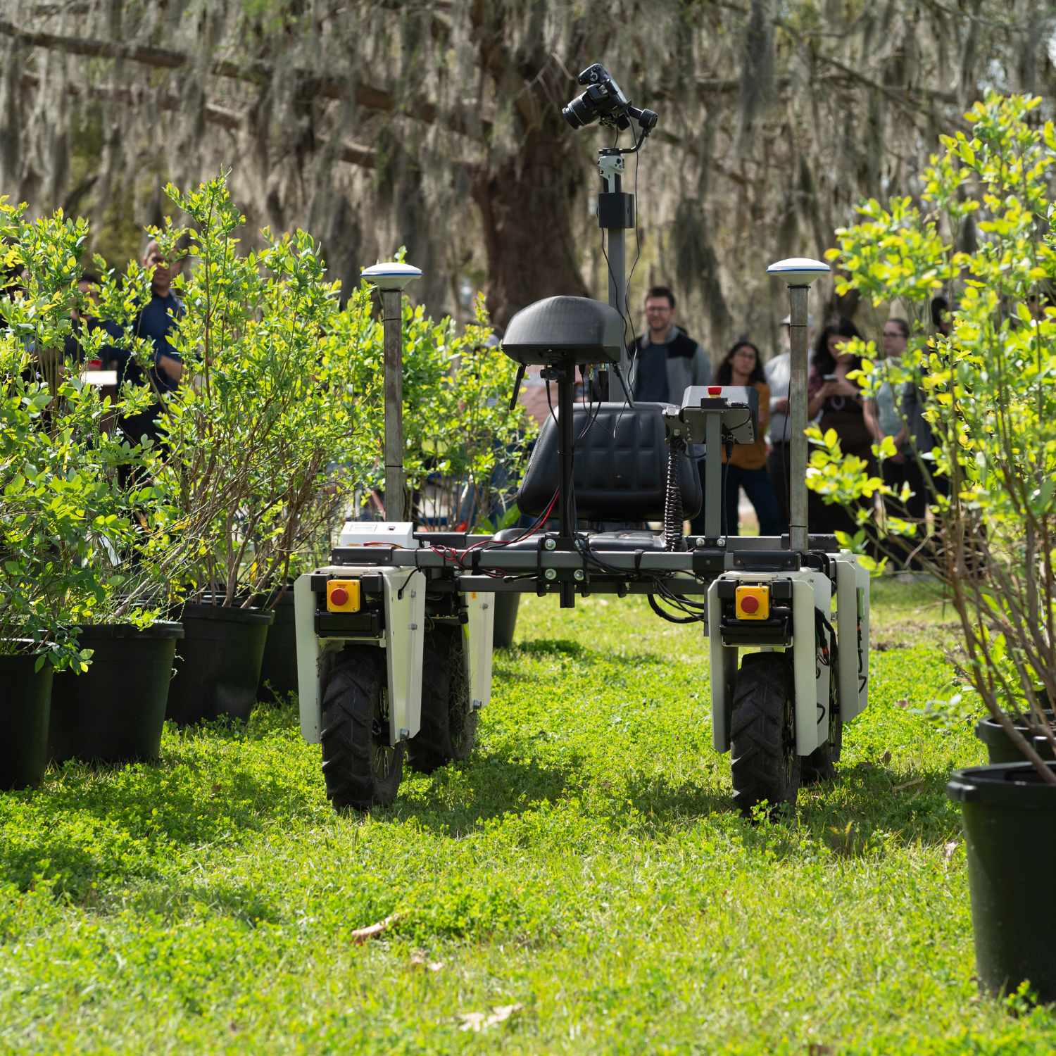 rover in the field with sensors and camera on it
