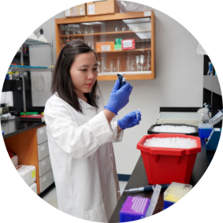 Girl in the lab working