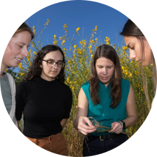 Group of students and teacher in the field